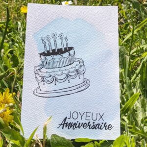 carte anniversaire bleu gateau