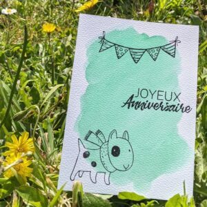 carte anniversaire chien vert