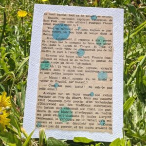 Carte en Aquarelle – Bulles turquoise échappées d’un livre