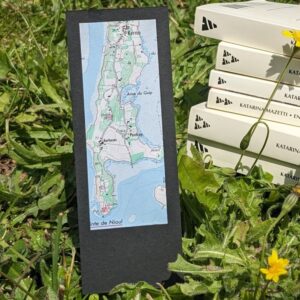 marque-page anse du guip ile aux moines, réalisé avec une ancienne carte routière