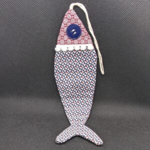 poisson à suspendre en tissu marine et bordeaux