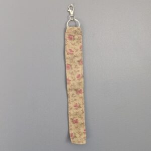 Porte-clé kaki fleurs roses